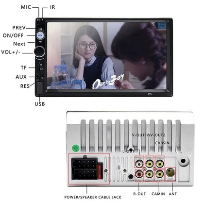 New 7" HD Bluetooth Touch Screen Double DIN Car Stereo Radio MP5 Player HD FM/USB/AUX RC SD with Backup Camera(Optional)