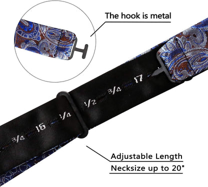 Mens Paisley Jacquard Self-Tie Bow Tie Pocket Square Set