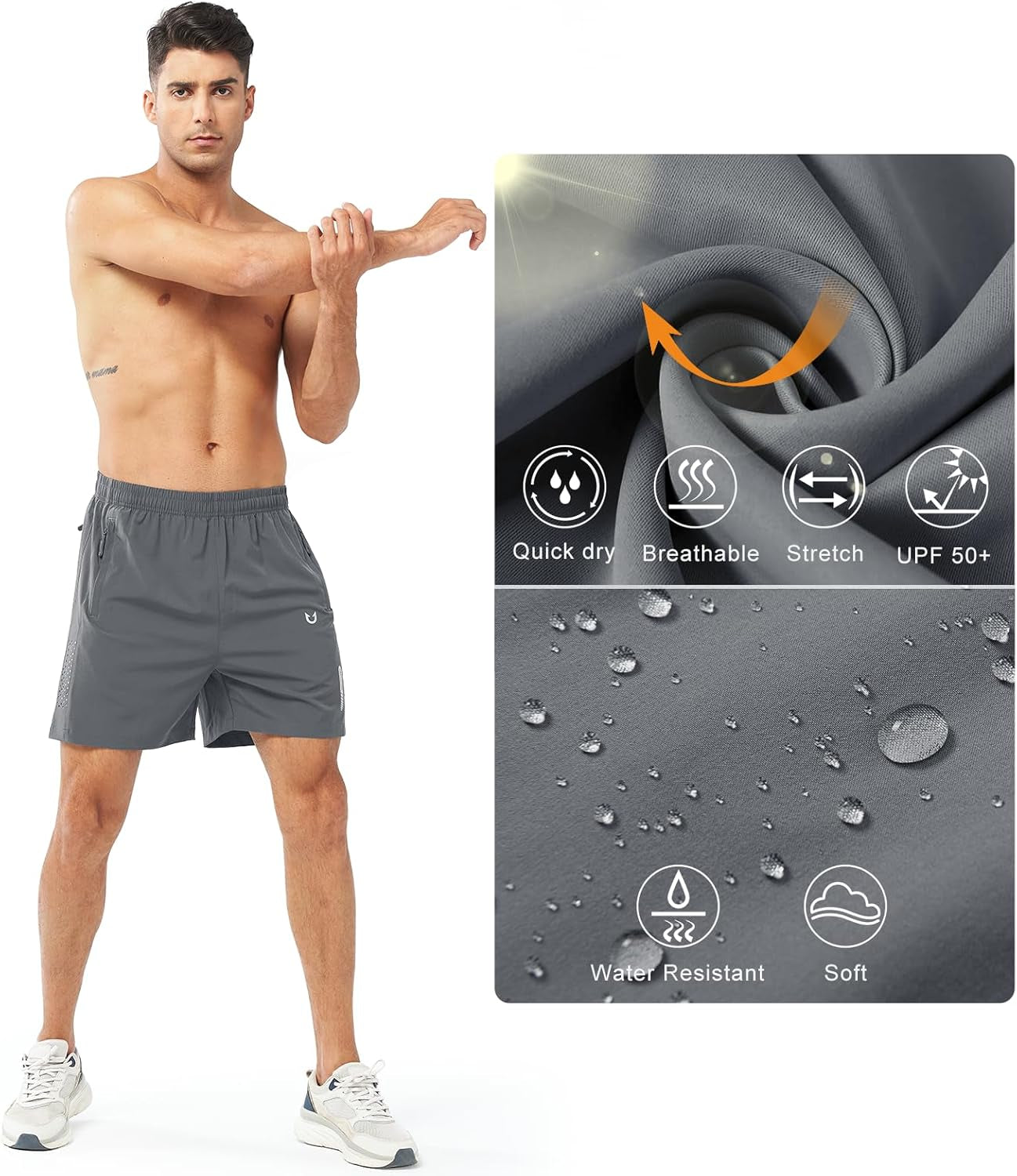 Men'S Athletic Running Shorts Quick Dry Workout Shorts 7"/ 5"/ 9" Lightweight Sports Gym Basketball Shorts Hiking