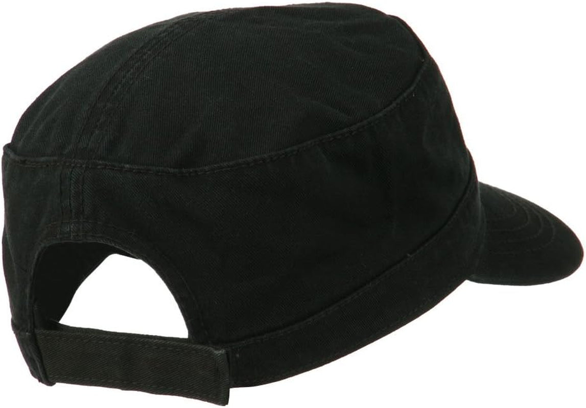 Garment Washed Adjustable Army Cap - Black OSFM