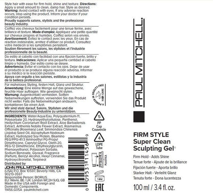 Paul Mitchell Super Clean Sculpting Gel, Firm Hold, High Shine Finish Hair Gel