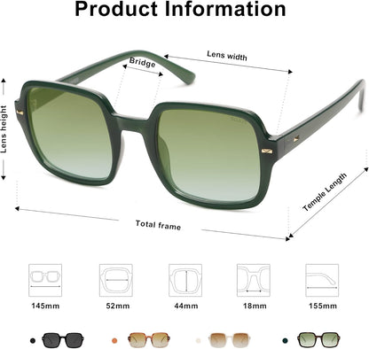 Retro Square Polarized Sunglasses for Women Men Classic Trendy Sunnies SJ2226