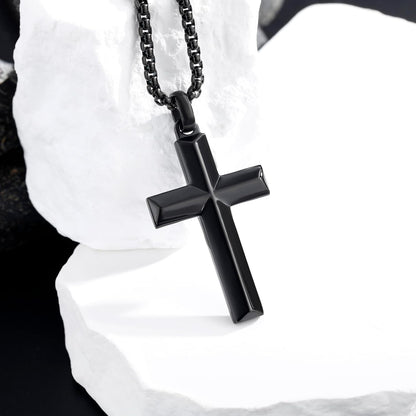 Cross Pendant for Men -18K Gold-Plated/Silver/Black Cross Necklace, Suitable for Men - Non Fading and 100% Waterproof Men'S Necklace, 24-26 Inch Box Adjustable Chain