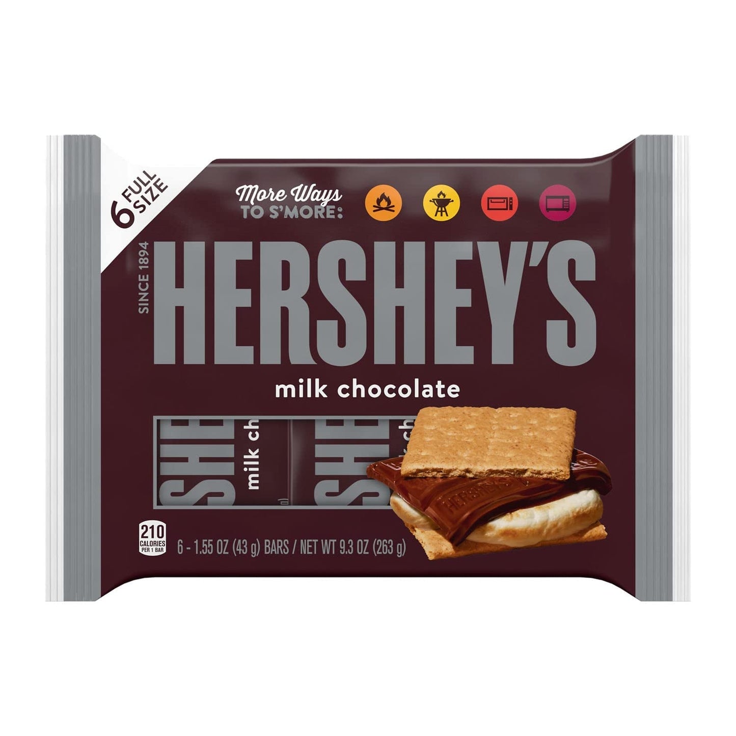 Milk Chocolate Candy, Individually Wrapped, 1.55 Oz Bars (6 Count)