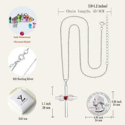 Infinity Cross Necklace Sterling Silver Crucifix Pendant Gemstones Criss Jewelry for Women