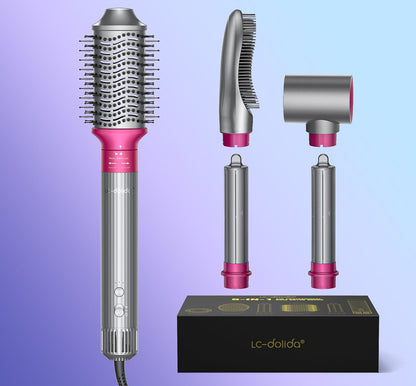 5 in 1 Professional Hot Air Styler,  Powerful Hair Dryer & Straightener Set, Styling without Heat Damage, Fast Drying Curling Volumizing Straightening, 110 Volts, 1200 Watts（Silver）