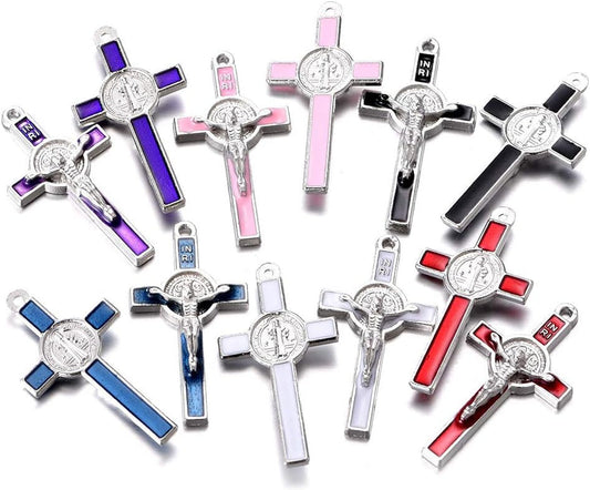 30Pcs Mixed Gold Plated Enamel Cross Charm Pendant for DIY Jewelry Making Necklace DIY Jewelry Accessories 21Mmx39.5Mm (A625) - WORLD TIME VISITS
