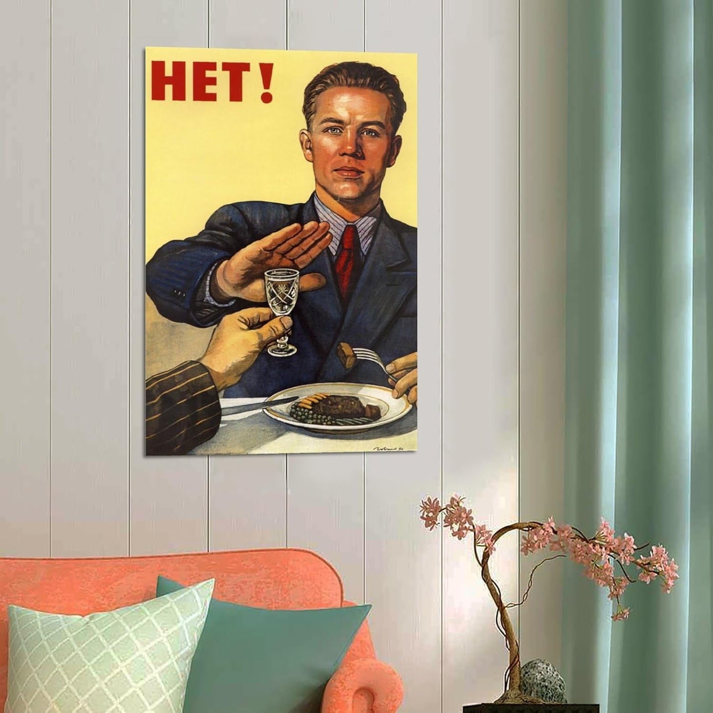 No Alcohol Communist Propaganda Russian Legacy Canvas Art Poster and Wall Art Picture Print Modern Family Bedroom Decor Posters 12X18Inch(30X45Cm)