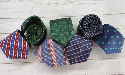 Mens Silk Tie Set Patriotic Ties the USA Necktie + Pocket Square
