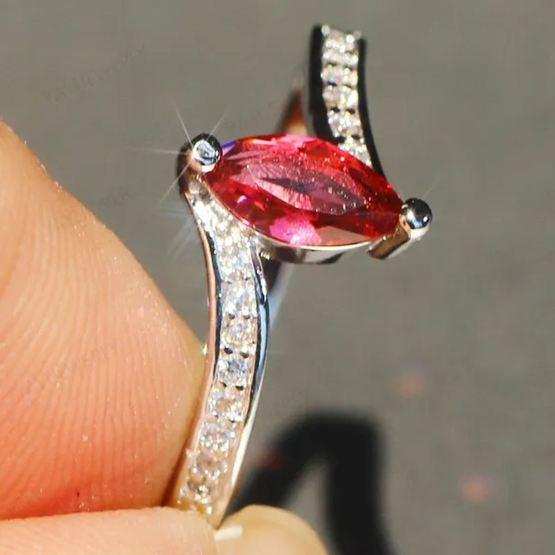 Eye  Silver Anniversary Statement Multilayer Crown Eye Ring Natural Gemstones Ruby Ring Wedding Bride Engagement Band Charm Party Ring Jewelry