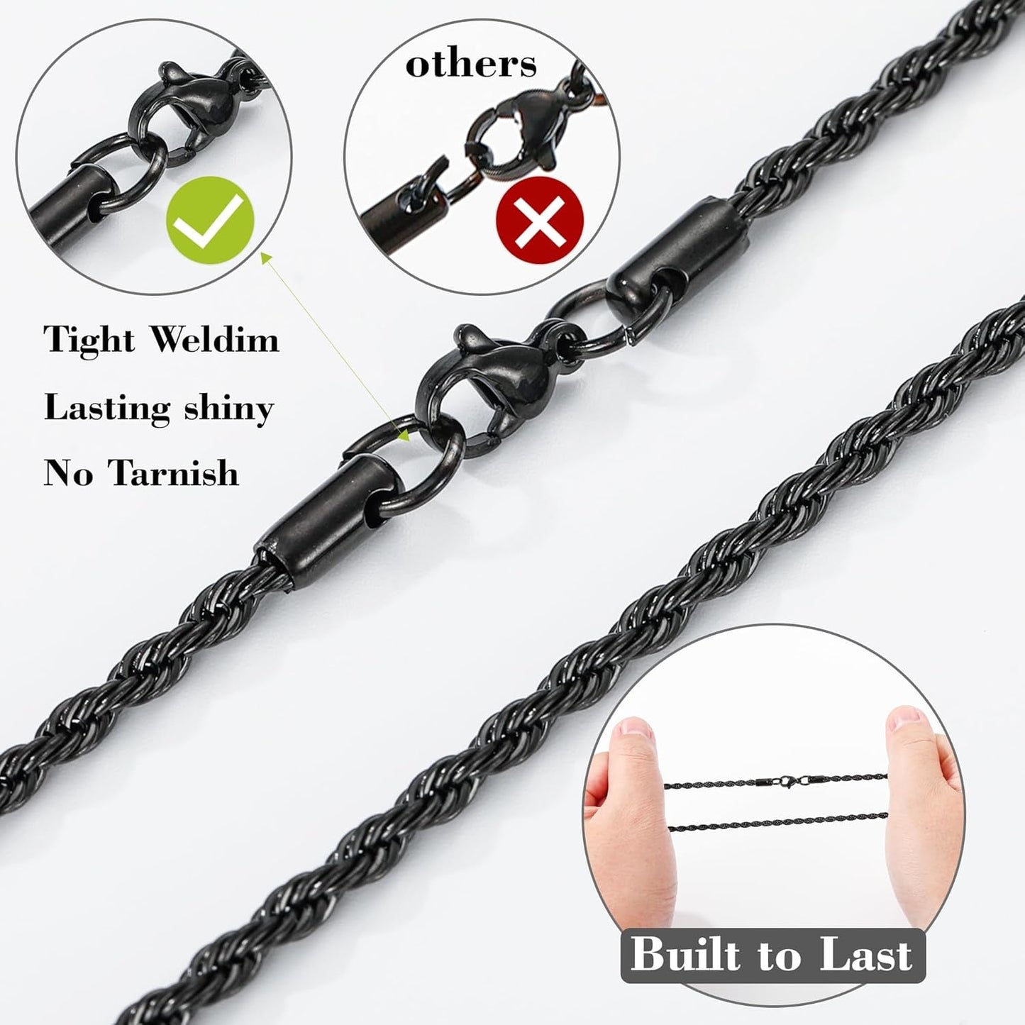 Valentines Day Gifts for Him Cross Necklace for Boys Mens Stainless Steel Twisted Rope Chain Cross Pendant Rustproof Necklace for Teen Boy Mens Christian Baptism Easter Gifts