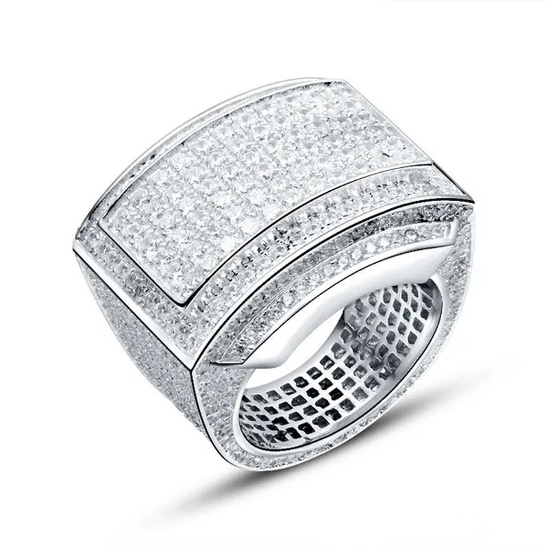 Business Men's Fashion Ring Luxury Domineering White Zircon Ring Wedding Engagement Ring Party Jewelry Size 6-13 - WORLD TIME VISITS