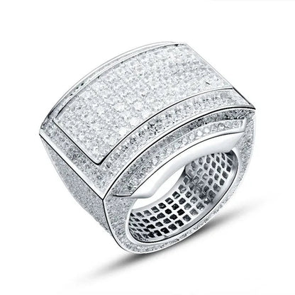 Business Men's Fashion Ring Luxury Domineering White Zircon Ring Wedding Engagement Ring Party Jewelry Size 6-13 - WORLD TIME VISITS