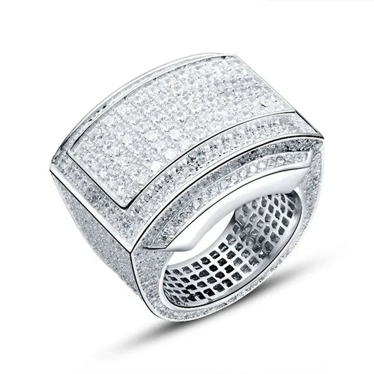 Business Men's Fashion Ring Luxury Domineering White Zircon Ring Wedding Engagement Ring Party Jewelry Size 6-13 - WORLD TIME VISITS