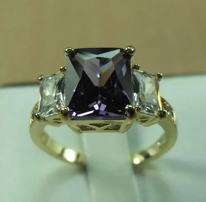 Natural 5.99CT Alexandrite Diamond 14K Yellow Gold Ring Size 6-10