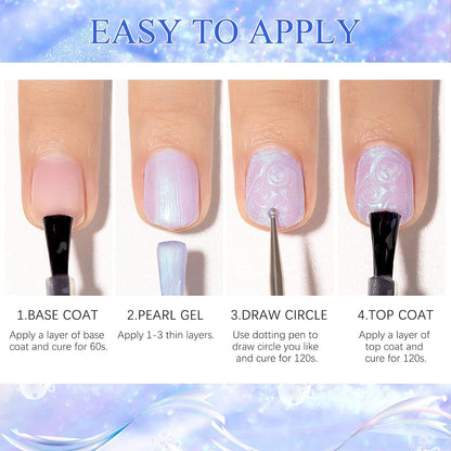 Pearl Gel Nail Polish, Glitter Drawing Mermaid Gel Polish Shell Thread Shimmer Iridescent Nail Gel Soak off Gel Polish for Salon at Home DIY Manicure