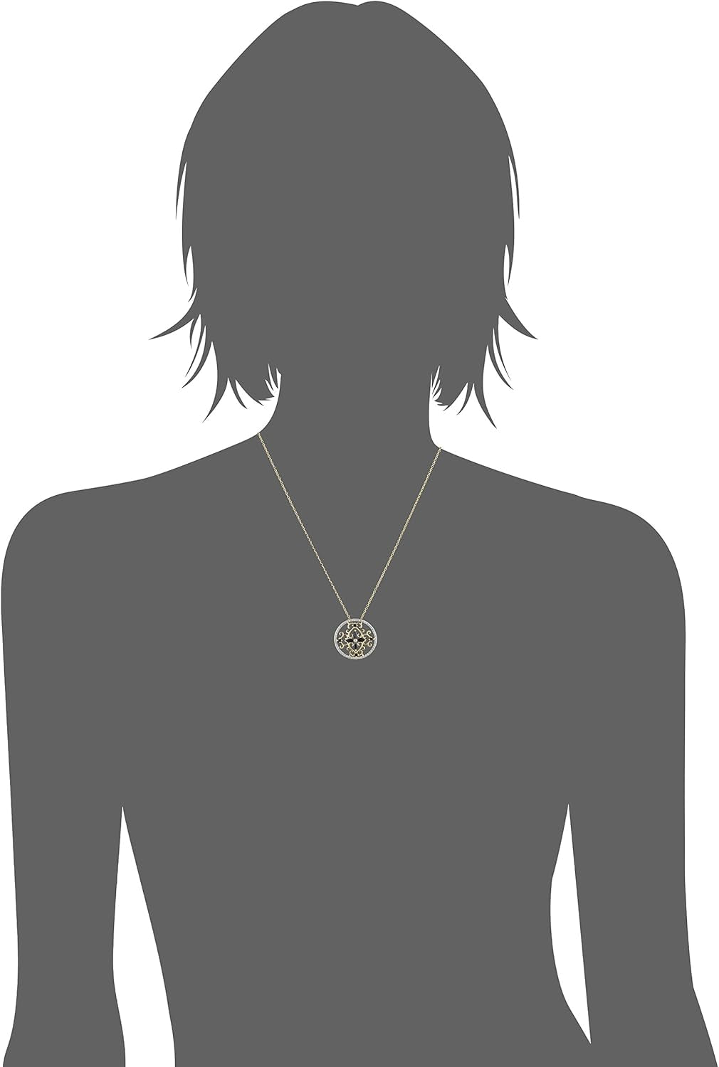 18K Yellow Gold-Plated .925 Sterling Silver Diamond-Accented Gemstone Floral Filigree Cross round 1" Pendant Necklace on 18" Chain - Choice of Birthstones