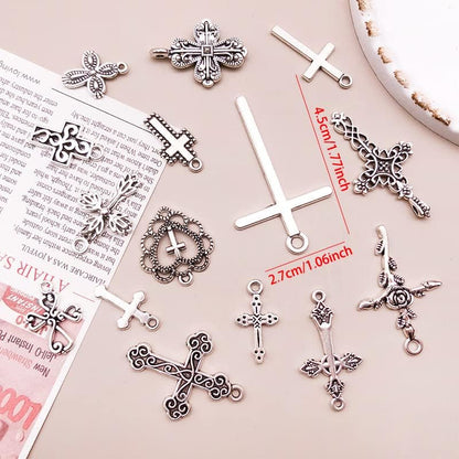 120Pcs Antique Silver Cross Charms for Jewelry Making Alloy Cross Charms for DIY Crafts (SN024) - WORLD TIME VISITS