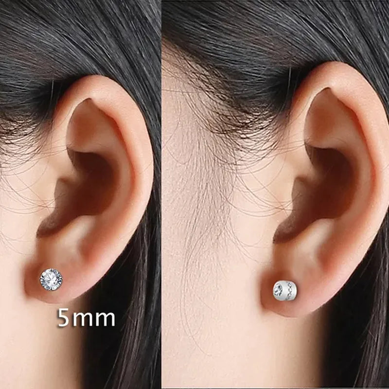 2Pc/Pair New Fashion Crystal Zircon Stainless Steel Stud Earrings Elegant Jewelry for Women
