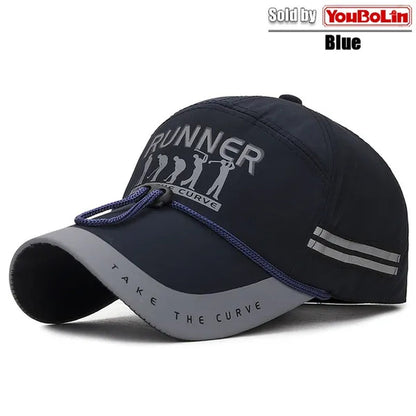 Extended Brim, Quick Drying Fabric, Reflective Strip and Windproof Rope, Outdoor Sport Baseball Cap. New Fashion Casual UV Proof Snapback Hats Suitable for Mountaineering and Fishing in Summer