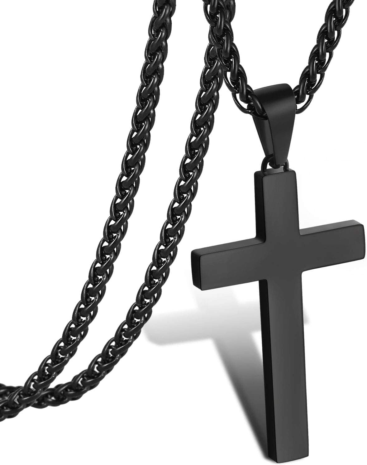 Stainless Steel Cross Pendant Necklace for Men Boys, Christian Cross Pendant with 16-24 Inches Chain Cross Necklace Jewelry Gifts
