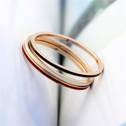 Women'S Stainless Steel 1MM Thin Midi Stacking Ring Enamel Plain Rose Gold Wedding Band Size 3 to 10