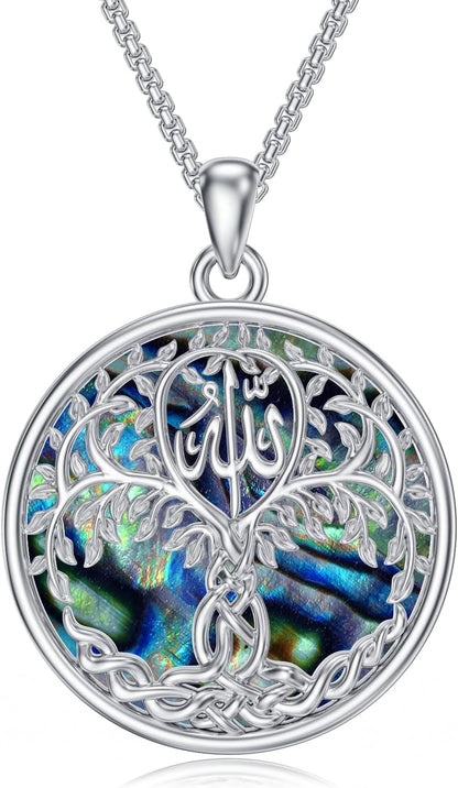 Allah Necklace 925 Sterling Silver Islamic Muslim Necklace Arabic Calligraphy Allah Dog Tag Pendant Islamic Jewelry Gifts for Men Women - WORLD TIME VISITS
