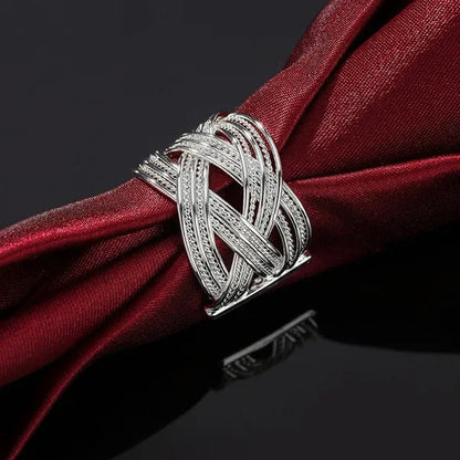 Charm 925 Sterling Silver Rings for Women Adjustable Fashion Retro Wedding Party Christmas Gifts High Quality Jewelry