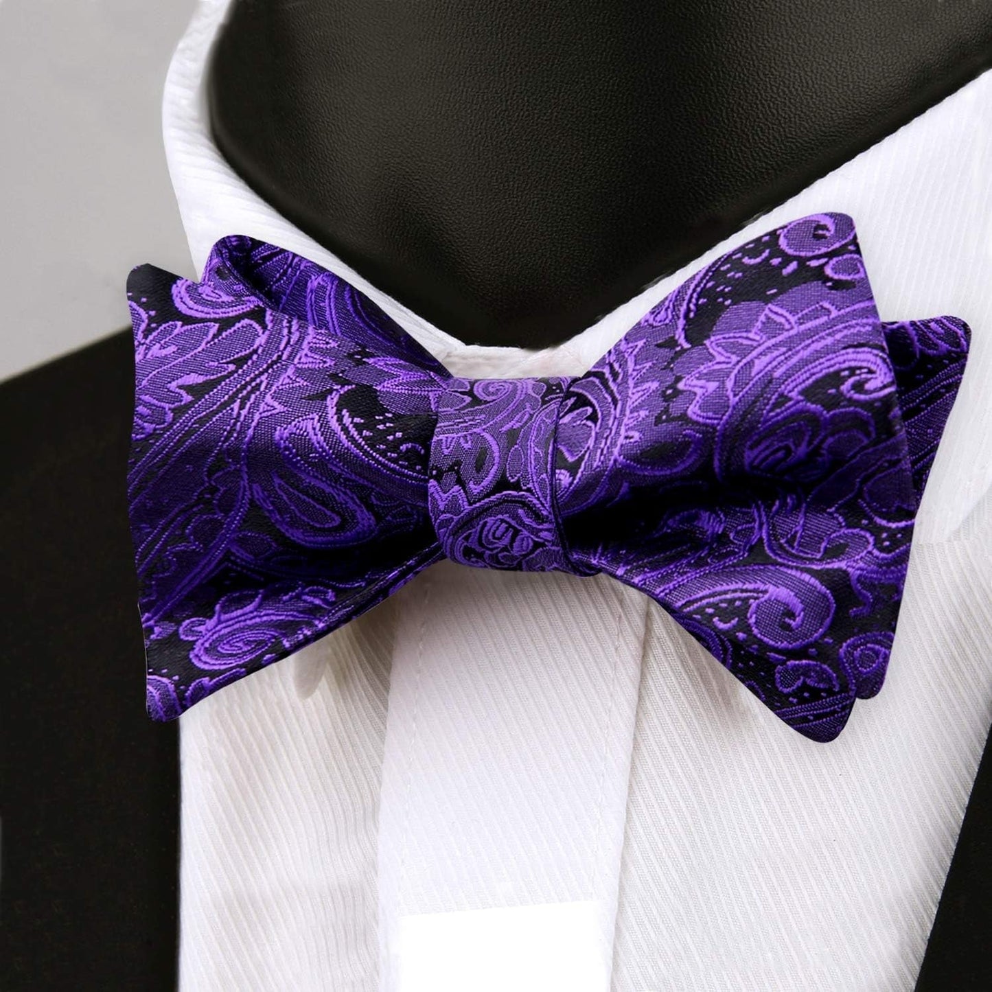 Mens Paisley Jacquard Self-Tie Bow Tie Pocket Square Set - WORLD TIME VISITS