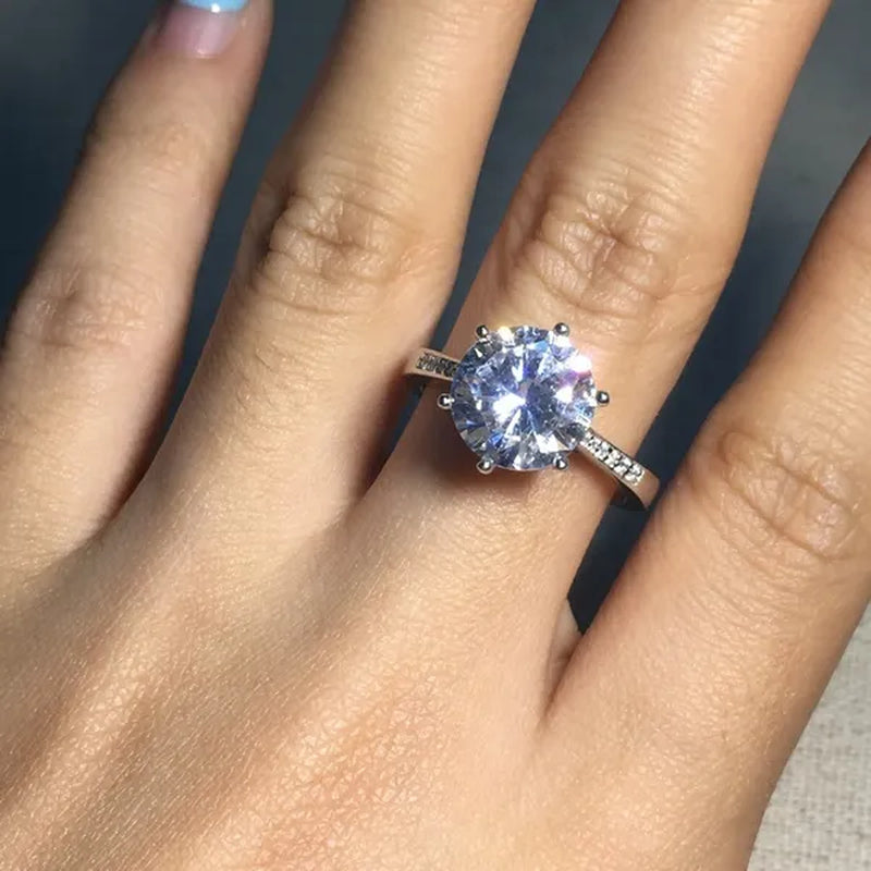 Sterling Silver Big 4 Carat Sona Diamond Wedding Engagement Ring