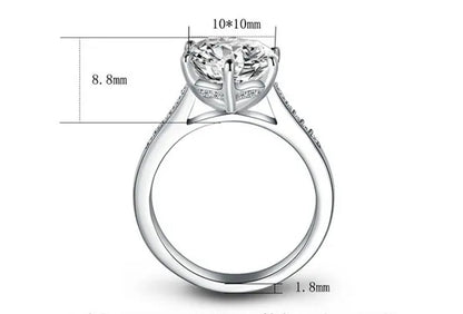 Sterling Silver Big 4 Carat Sona Diamond Wedding Engagement Ring