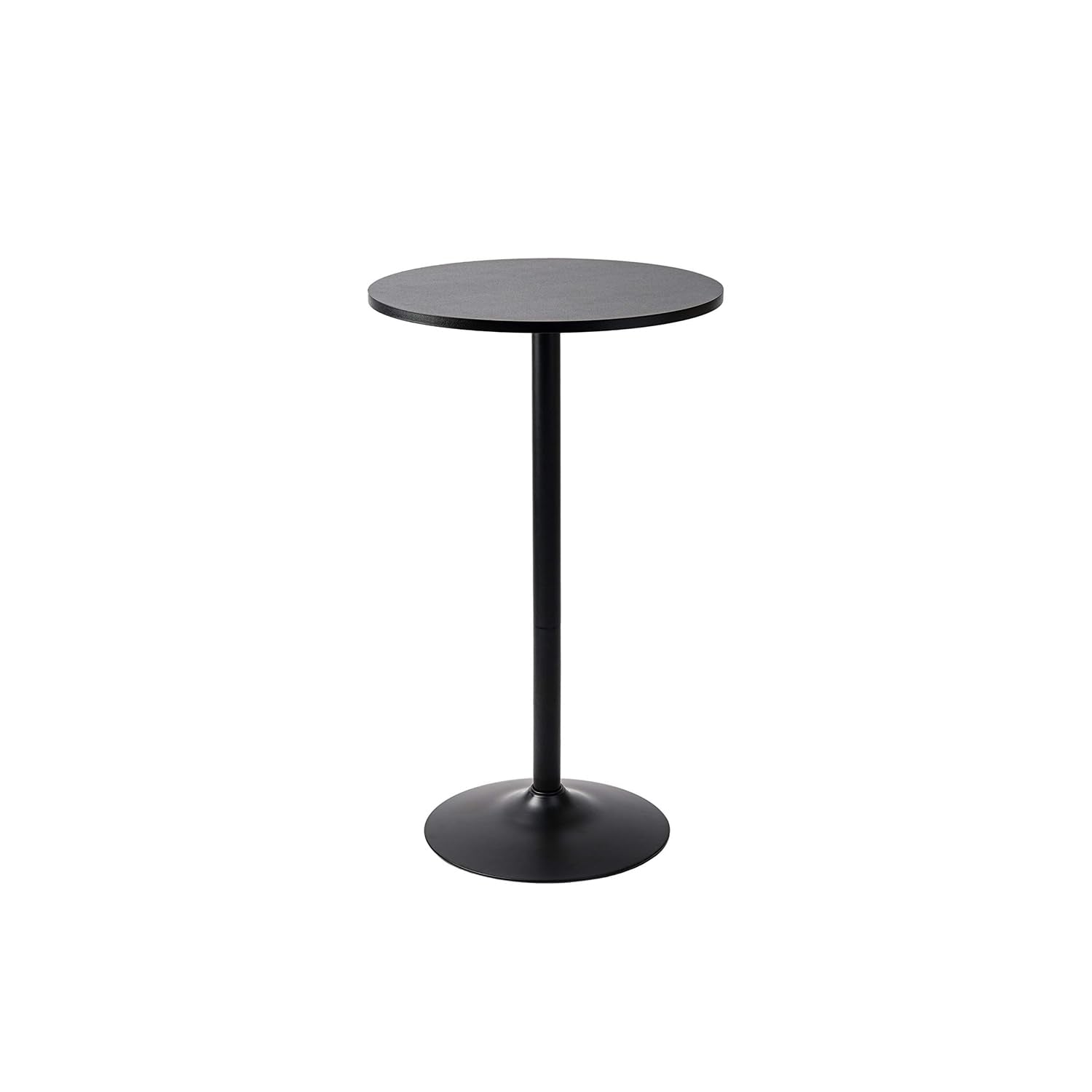 Santina, Single round Cocktail Bar, Pub, and Bistro High Top Table with Black Top and Base - WORLD TIME VISITS