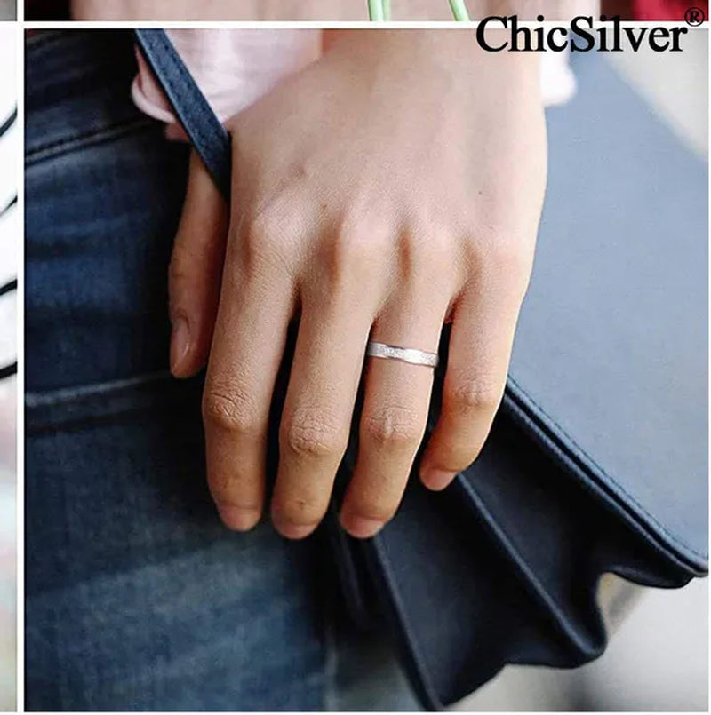 Chicsilver 925 Sterling Silver Rings Skinny Sandblast Finish Resistant Comfort Fit Wedding Band 3Mm Ring Size 4-12 - WORLD TIME VISITS