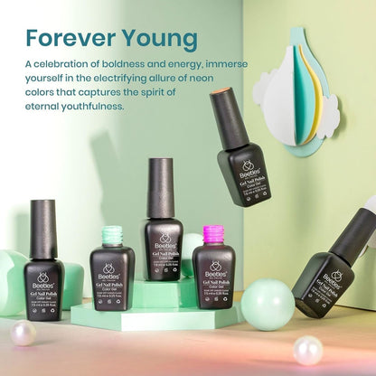Beetles Gel Nail Polish Set 6 Colors Neon Green Gel Polish Manicure Kit Spring Summer Nail Art DIY Home Gifts for Women Girls Rainbow Nails