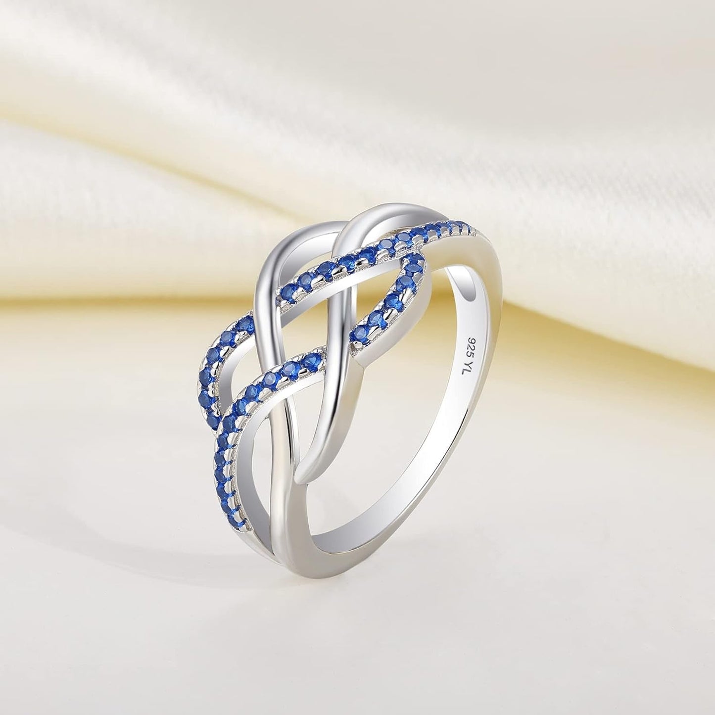Celtic Knot Rings 925 Sterling Silver Twisted Knot Ring 18K White Gold Plated Infinity Statement Rings