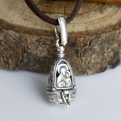 Cristian Necklace 925 Sterling Silver Filigree Prayer Locket Pendant Box Religious Jewelry for Women Handmade