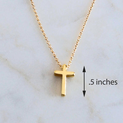 , Tiny Cross Necklace, Simple Gold Cross Necklaces for Women, 14K Gold Filled Chain, Christian Gift for Baptism Confirmation Graduation
