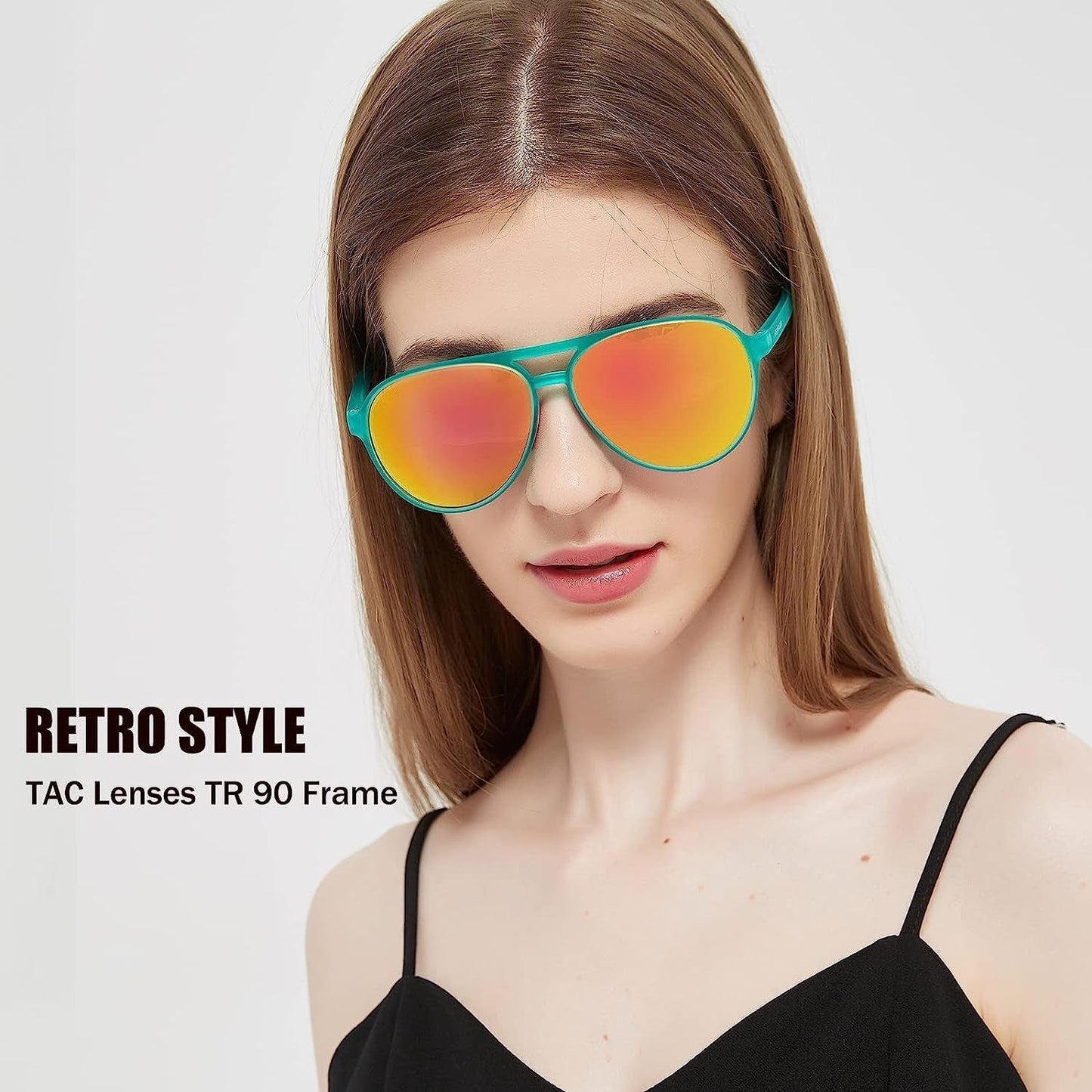 Lightweight TAC Polarized Tinted Classic Vintage Retro 70S Sunglasses, TR-90 Frame for Women Men, UV 400 Protection