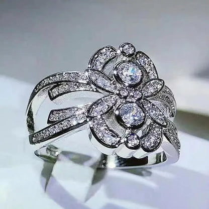 Trendy 925 Sterling Silver Unique Diamond Rings for Women Daily Casual Accessories Anniversary Gift