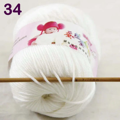 Sale New 300G/882Y Soft Cashmere Silk Wool Hand Knitting Baby Yarn White 1834