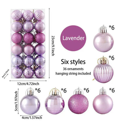 36Pcs/Box 4CM Glitter Christmas Balls Xmas Tree Hanging Pandent Balls Rose Gold Silver Green Red Blue New Year Christmas Home Decor