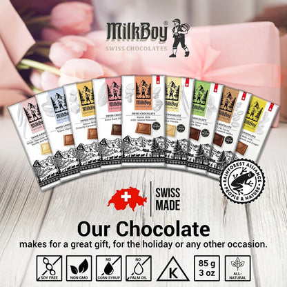 Milkboy Swiss Chocolate Bars - Premium Swiss Alpine Milk Chocolate - Smooth European Milk Chocolates Gift - Sustainably Farmed Cocoa - Gluten Free - 3 Oz, Pack 2