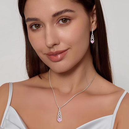 Infinity Necklace 925 Sterling Silver Princess Cut Pendant Birthstone Necklace Jewelry Gifts for Women