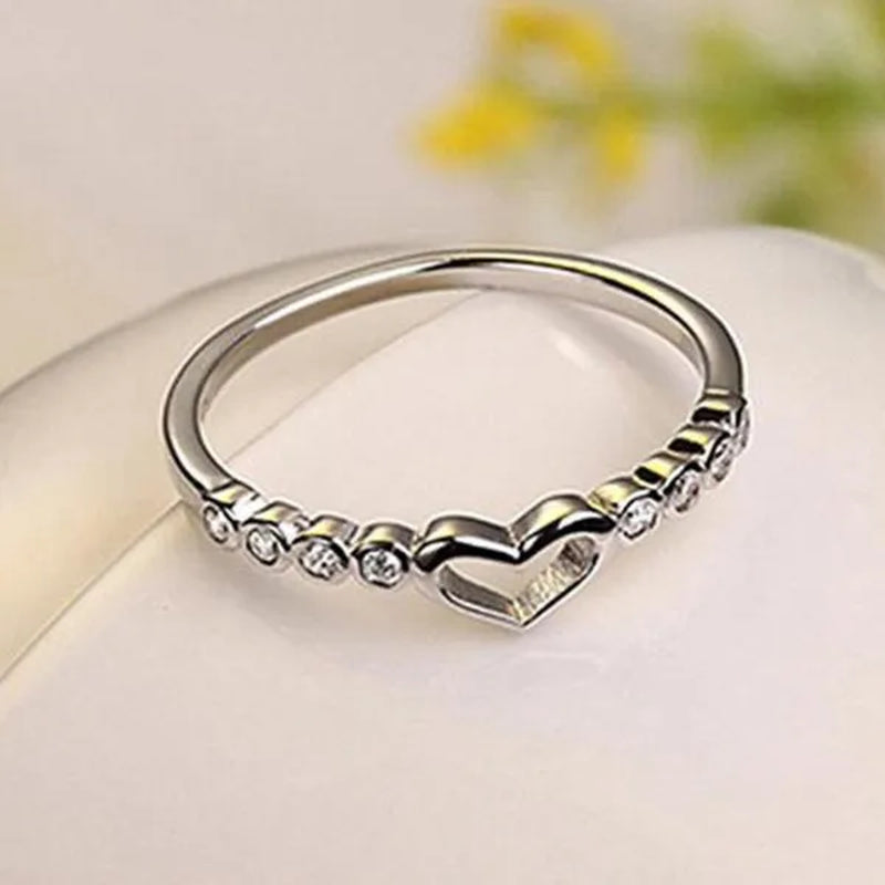 Love Ring 925 Sterling Silver Blue Sapphire Ring  Gemstone Heart Ring Women's Fashion Rings