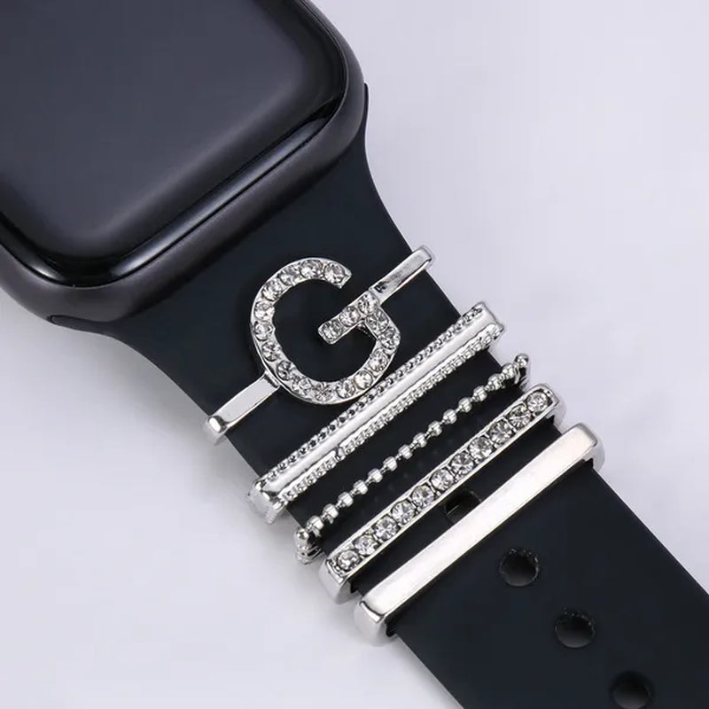 For Apple Watch Band Metal Charms Decorative Ring Diamond Ornament Smart Watch Strap for Iwatch Bracelet Watch Band Ornament