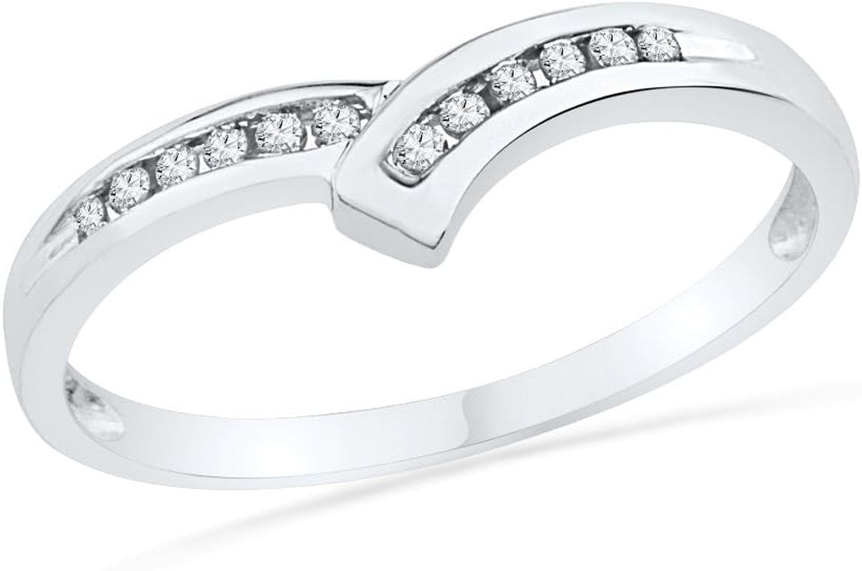10KT White Gold round Diamond Fashion Ring (1/10 CTTW) - WORLD TIME VISITS