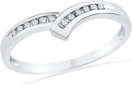 10KT White Gold round Diamond Fashion Ring (1/10 CTTW) - WORLD TIME VISITS