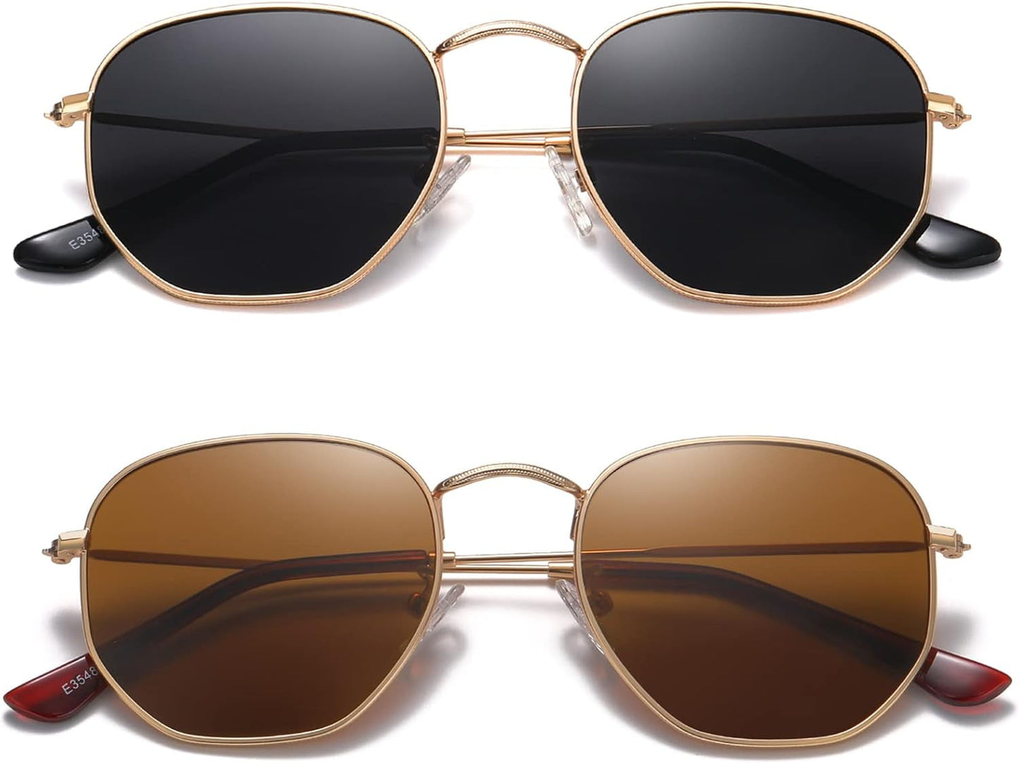 Polarized Hexagon Sunglasses for Women Men Polygon Square Sun Glasses UV400 Protection Metal Frame