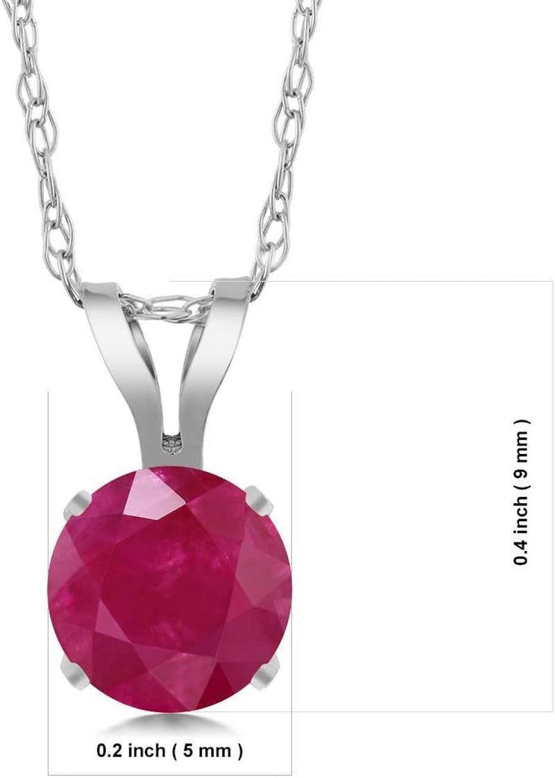 14K Yellow Gold 5MM round Gemstone Birthstone Pendant Necklace | Gold Necklace for Women | with 18 Inch Gold Chain