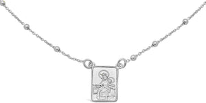 FRONAY Sterling Silver Scapular Necklace for Women, Sacred Heart of Jesus & Our Lady of Mount Carmel Medal, Double Sided Single Pendant, 16 Inches